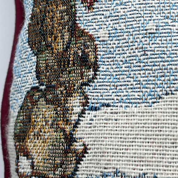 Winter Scene Parent & child Snow People Needle Point Throw Pillow. 15.5” - Picture 6 of 10